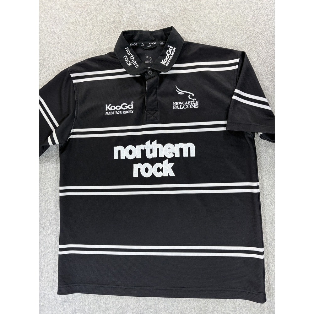 Newcastle Falcons Stitched Logo Rugby Jersey (Men's Large) Black